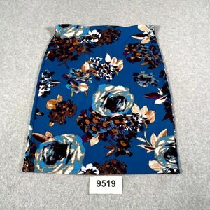 NYCC New York Clothing Co. Pencil Skirt Womens Large Blue Floral Stretch Casual